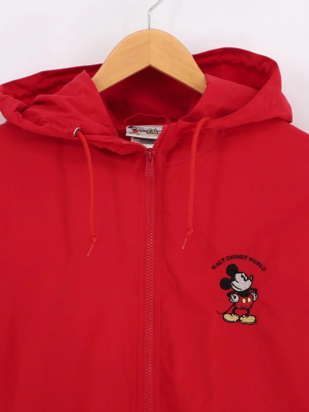 Vintage Walt Disney Mickey Red Hooded Zip Jacket Mesh Lined Size XXL